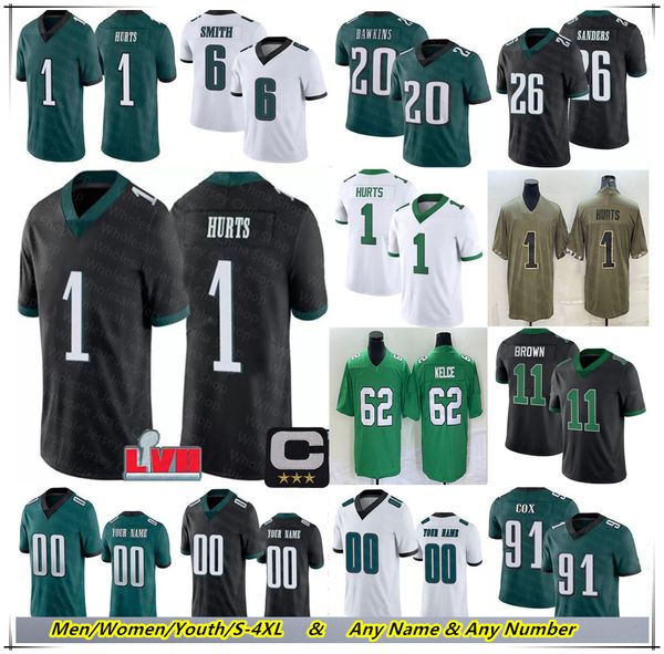 

jalen hurts eaglees football jerseys kenneth gainwell devonta smith goedert a.j. brown jason kelce haason reddick d'andre swift randall, Black;red