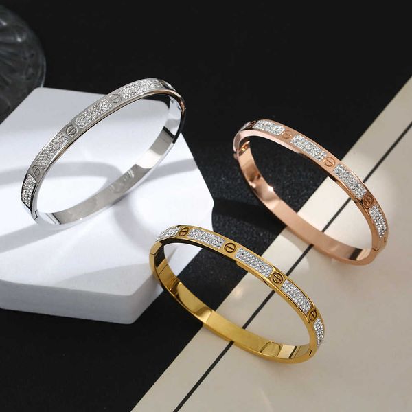 

kaga mantian star three row diamond steel women's light luxury fashion bracelet rose gold jewelry, Golden;silver