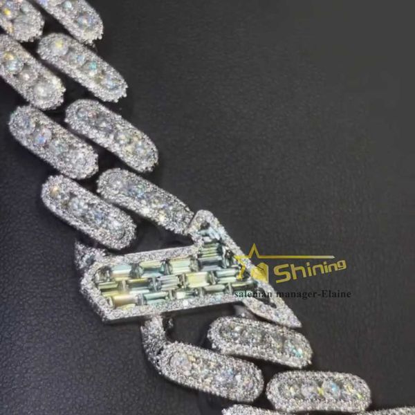 

fashion jewelry luxury vvs moissanite diamond 925 sterling silver cuban link chain