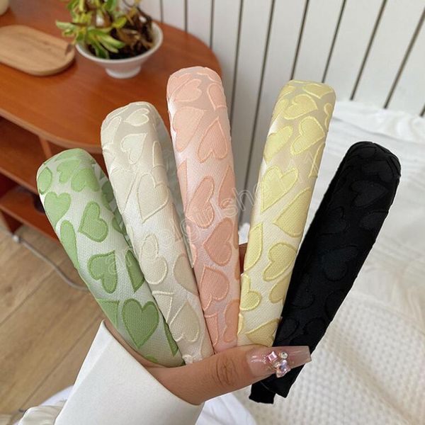 

new fashion headband for women fresh light color love flower hairband casual spong turban hair accessories, Slivery;white