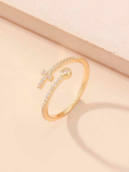 

women's fashion accessories cubic zirconia cross design cuff ring, Silver