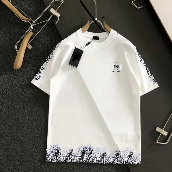 

summer short sleeved t shirt mens polo shirt ff jacquard designer t shirts cotton sweatshirt men women round neck pullover tee, White;black