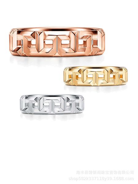 

famous brand tiffay tiff classic 925 silver v gold material fashion hundred towers double t ring set with stone t-ring with logo