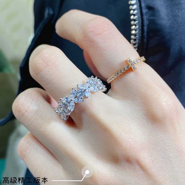 

trend tiffay full diamond horse eye ring 925 sterling silver inlaid with high carbon celebrity light luxury fashion women's advanced fe
