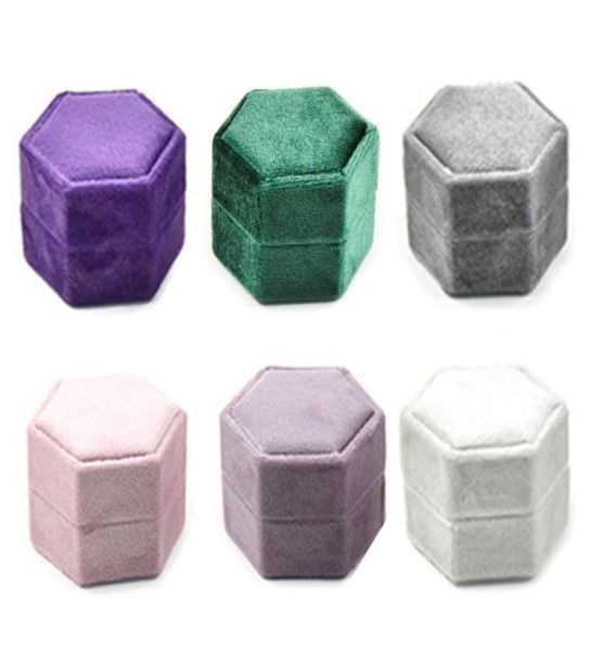 

double slots vintage velvet ring box shooting props wedding supplies jewelry organizer gift6064428, Pink;blue