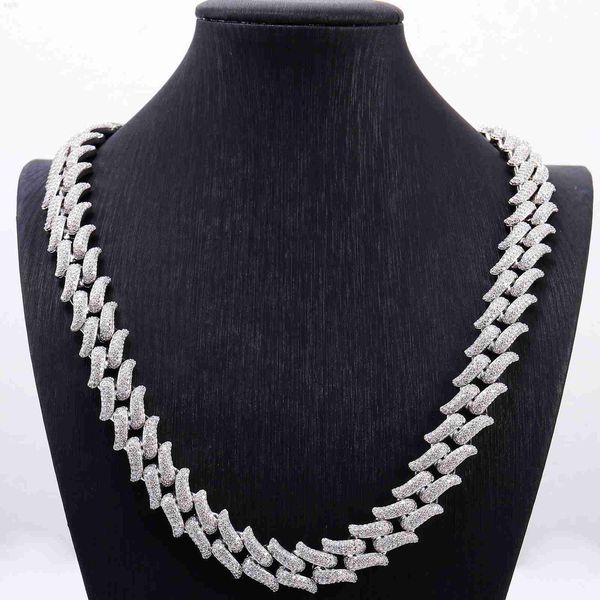 

moissanite cuban link chain jewelry necklace women men, Silver