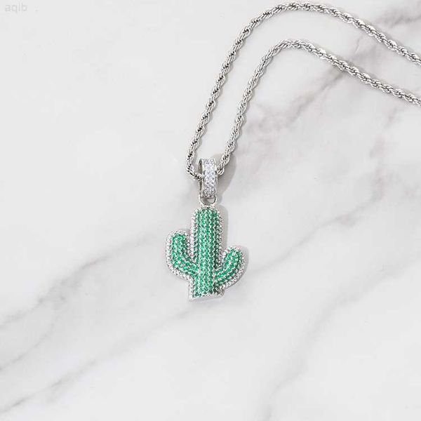 

925 silver with green vvs moissanite cactus shape pendant for women/men hip hop jewelry