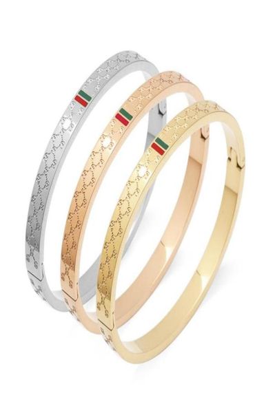 

bangle trendy for women red and green charm stainless steel gold plating jewelry lover luxury wedding female8256870, Black