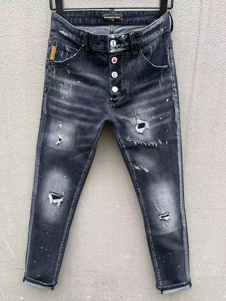 

dsq phantom turtle jeans men jeans mens luxury designer jeans skinny ripped cool guy causal hole denim fashion brand fit jean man washed pan, Blue