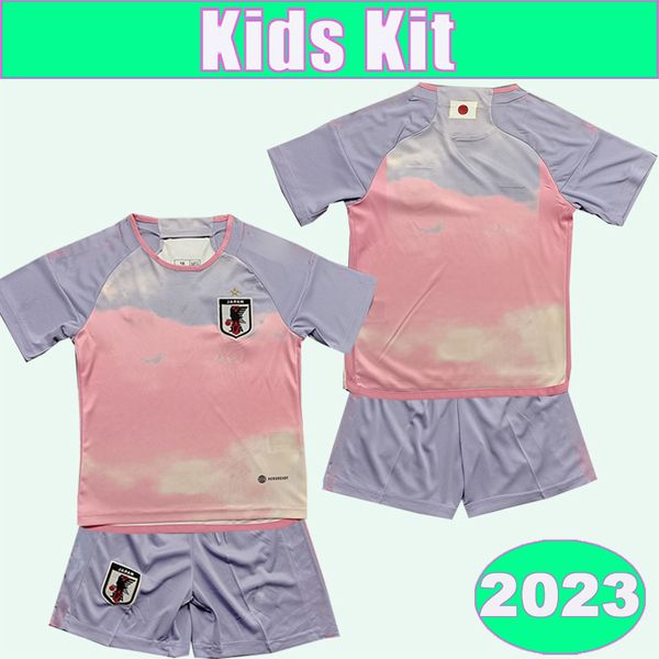 

2023 japan mens soccer jerseys kids kit minamino nagatomo haraguchi yoshida tsubasa atom honda osako home pink child suit football shirts, Black