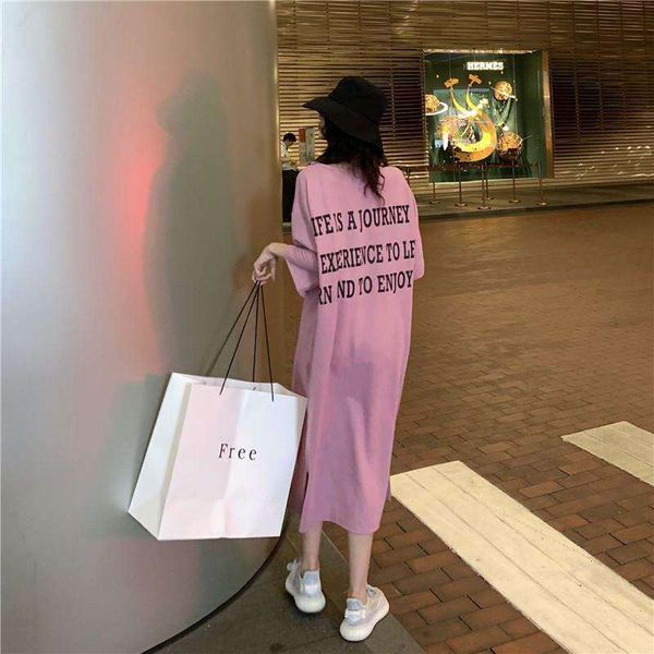 

l size womens clothing fat mm summer loose long t shirt skirt knee length dress short sleeved lazy, Black;gray