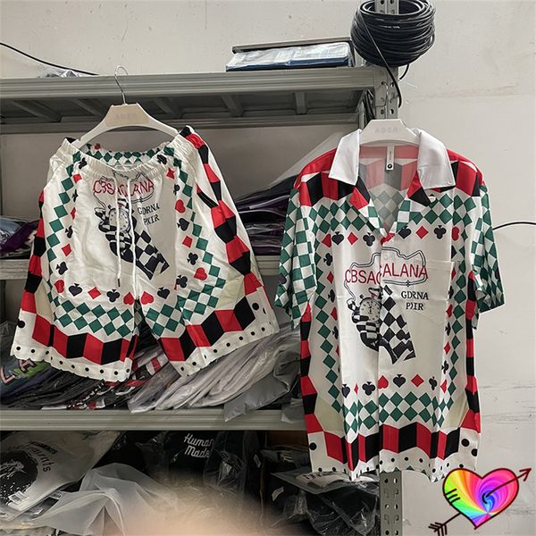 

2023 suit men women 1 silk sets shirt short sleeve sport shorts, White;black