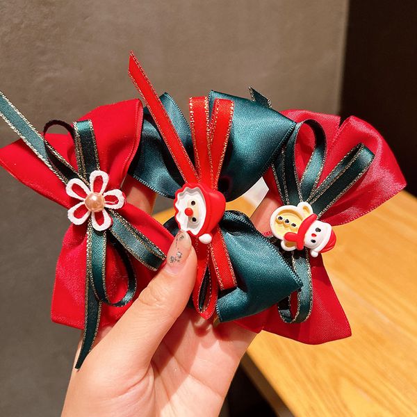 

fashion blogger designer jewelry christmas bow hairpin children's holiday clip accessories headwear clips barrettes wholesale ed88, Golden;silver