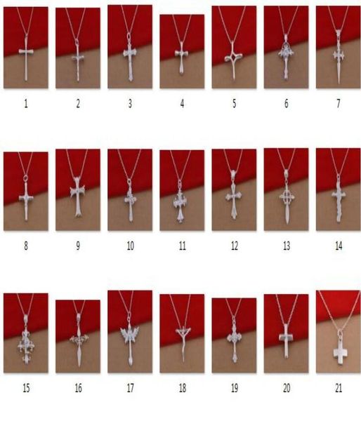 

2017 new fashion woman necklace plating 925 silver cross pendant necklace mixed order 21 styles 10pcslot1292770