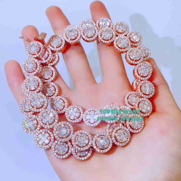 

luxury pass diamond tester s925 sterling silver round beads necklace vvs diamond moissanite ice chains hip hop