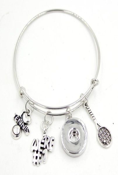 

new arrival diy interchangeable 18mm snap jewelry sport style i love tennis adjustable expandable snap banglesbracelet jewelry8599913, Golden;silver