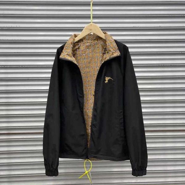 

bby windproof jacket mens cardigan coat burb designer zipper sweatshirt war horse embroidery varsity jacket reversible casual shirt, Black;brown