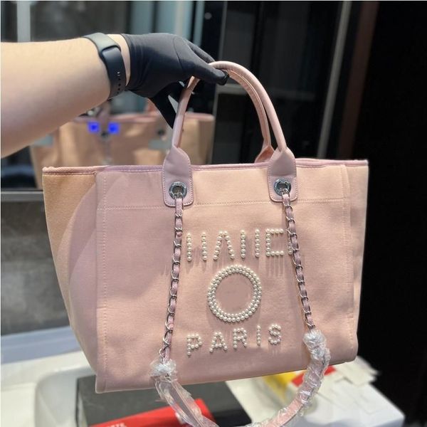 

designer bag handbags summer beach tote bag c letter shoulder bags glitter office bag classic woman canvas bags with button retro ladies lux