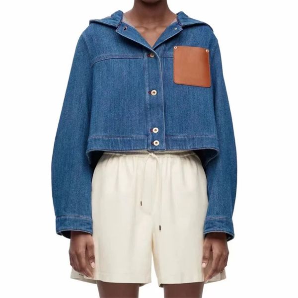 

lee02 women's jackets luxury designer denim new korean fashion cotton hoodie retro washed women's coat big name long sleeved top, Black;brown