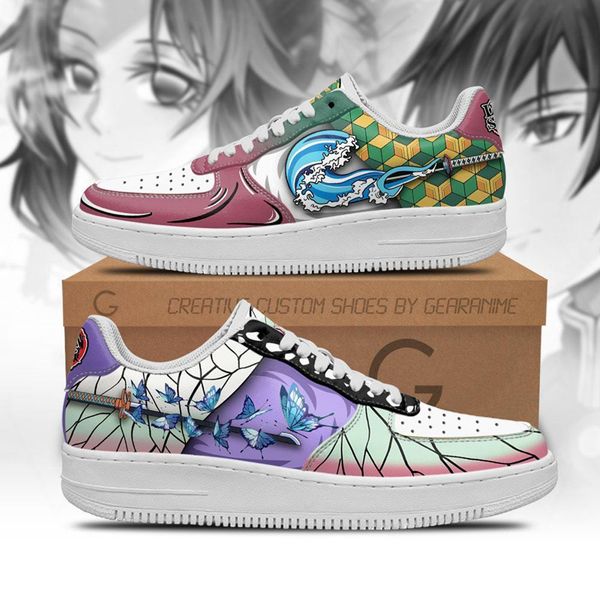 

fashion men women casual shoes giyuu and shinobu air anime sneakers italy classic low manga leather design custom animes for fans skill spor, Black