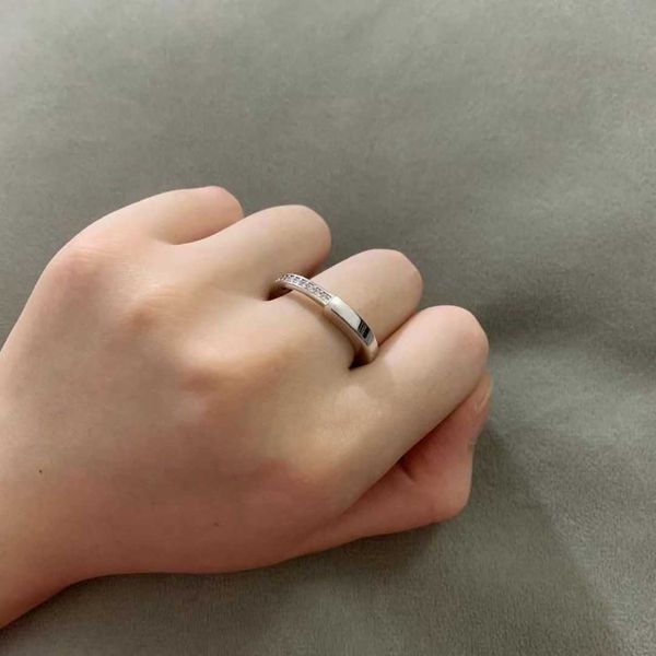 

high version tiffay s925 full body sterling silver lock head with diamond ring fashion versatile korean edition material for men and women w