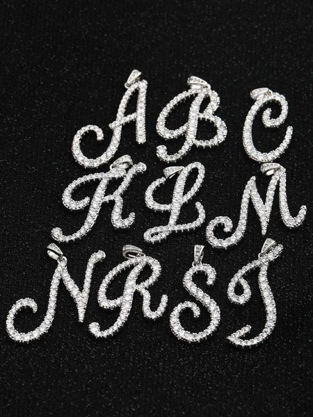 

women's fashion accessories 1pc cubic zirconia letter pendant necklace, Silver