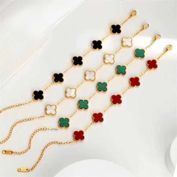 

lucky four-leaf clover bracelet 18k gold double sided ol fritillaria fashion new style versatile, Golden;silver