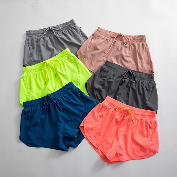 

yoga ladies shorts loose side zipper pockets shorts gym workout running shorts drawstring outdoor short anti-glare yoga shorts