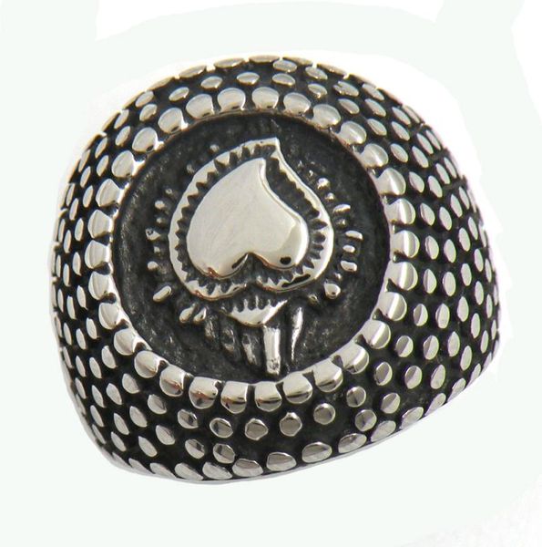 

fanssteel stainless steel vintage mens or wemens jewelry dot around love heart ring lucky ring 13w557185438, Silver