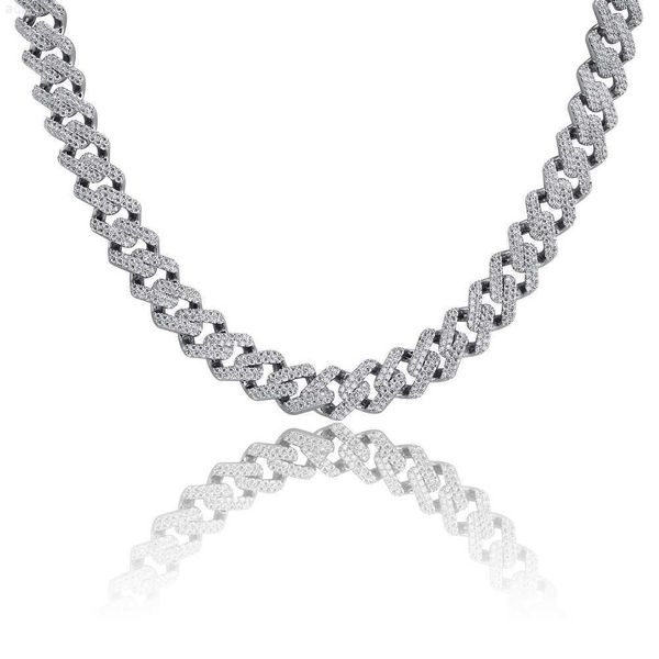 

customized fashion 10mm to 20mm width 2rows gold plated copper with 5a cz diamond cuban chain link for hiphop jewelry, Silver