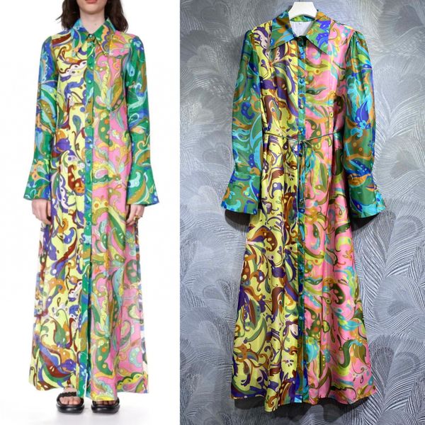 

high-quality 2023 runway style printed long sleeve shirt dress, Black