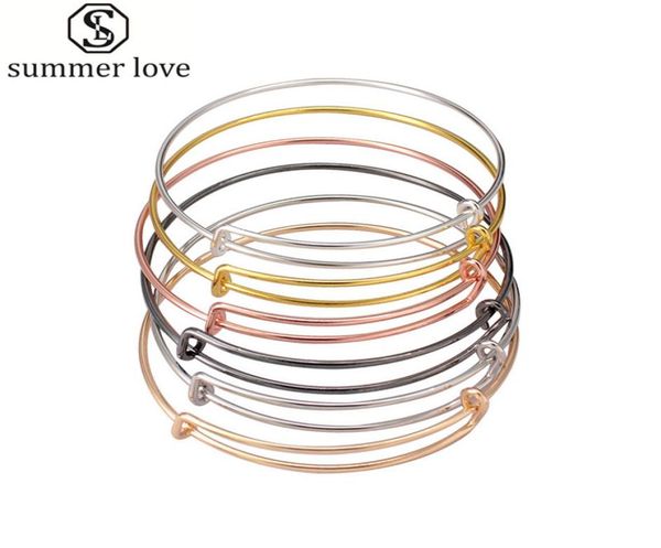 

50pcs lot silver gold color charm bangle expandable bracelet adjustable black bangle for women diy jewelry making2989675