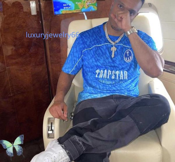 

men's t-shirts trapstar mesh football jersey blue no.22 men sportswear t-shirt w220811 sports trend fashion, White;black