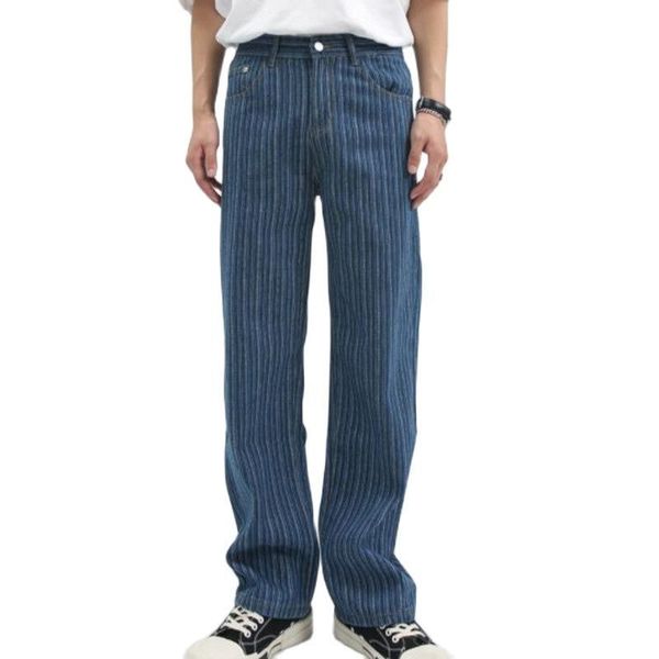 

mens jeans straight leg blue stripe fashion bottoms 230721