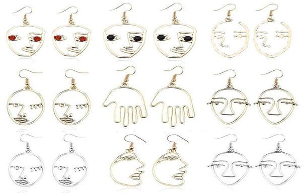 

dangle chandelier fashion pierced face earrings personality exaggerated girl metal silhouette student daily jewelry gift2712473, Silver