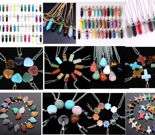 

necklace jewelry healing crystals amethyst rose quartz bead chakra healing point women men natural stone pendants leather ne5731303, Silver