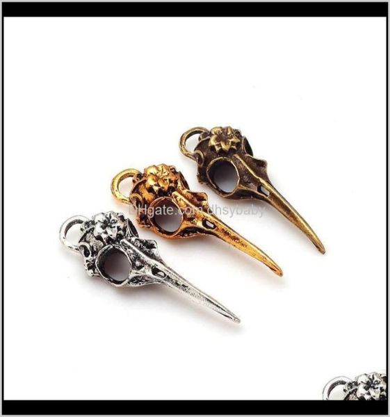 

charms whole three colors fashion vintage metal zinc alloy 3d skull birdhead fit jewelry making pendant charms 16pcslot 7094935682, Bronze;silver