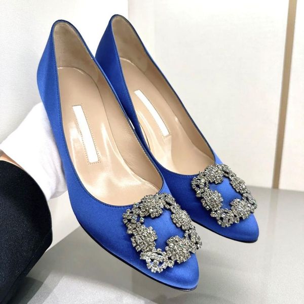 

brand women's high heels wedding shoes rhinestone square metal buckle dress shoes 6cm 8cm 10cm stiletto wedding shoes size 35-42, Black