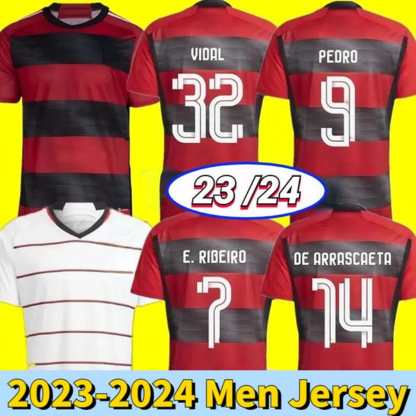 

2023 2024 soccer jerseys vidal de arrascaeta gabi football shirts pedro b.henrique e.ribeiro camisa flamengo 23 24 outubro rosa jersey, Black;yellow