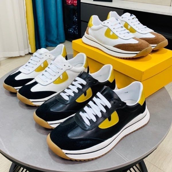 

luxury men designer casual shoes new small monsters high end quality letter printing men's classic vintage lace up casual sports shoes, Black