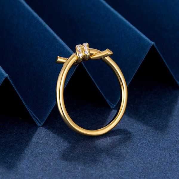 

eller s925 sterling silver t-knot knot ring women's rope bow high version luxury sense with logo