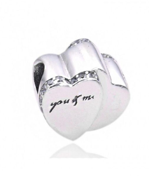 

valentine039s day gift authentic 925 sterling silver two hearts charm clear crystal heart beads fit original brand bracelet di8525954, Black