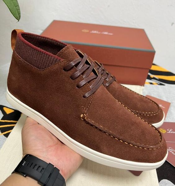 

luxury designer mens loro dress shoes lace-up lp open walk sneakers real leather male runner mocassin shoe plus size 45 46 hombre, Black