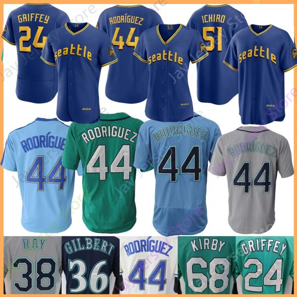 

2023 city connect baseball jersey ken griffey julio rodriguez ichiro suzuki eugenio suarez la stella castillo gilbert kirby ray clase suarez, Blue;black