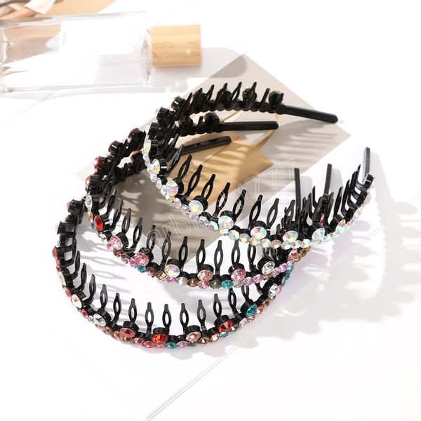 

rhinestone non-slip hair hoops hair band women toothed fashion headbands bezel hair hoops for women hair accessories, Slivery;white