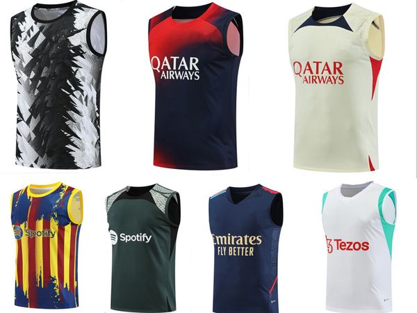 

soccer training jerseys t-shirt vest sleeveless 2023 pregame clothing short sleeve tracksuit 2023 24 football unifo, Black