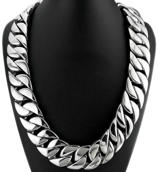 

chains silver tone 32mm width 316l stainless steel polished curb solid heavy long chain jewelry8729912