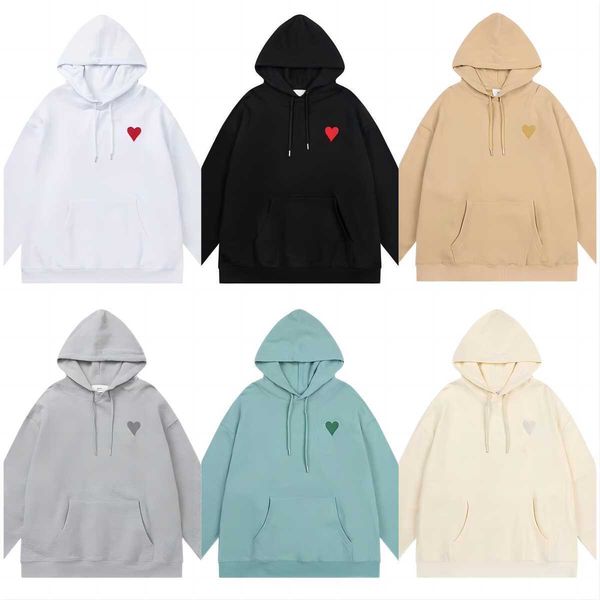 

hoodie male and female designers amis paris hooded highs quality sweater embroidered red love winter round neck jumper couple sweatshirts fs, Black