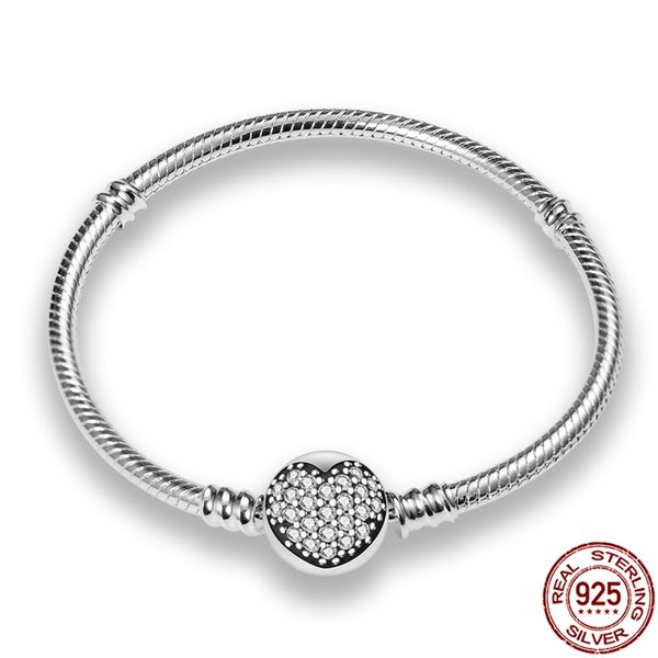 

classic series 100% 925 silver color heart bracelet fit original beads charms diy jewelry pendant bead gift for women, Black