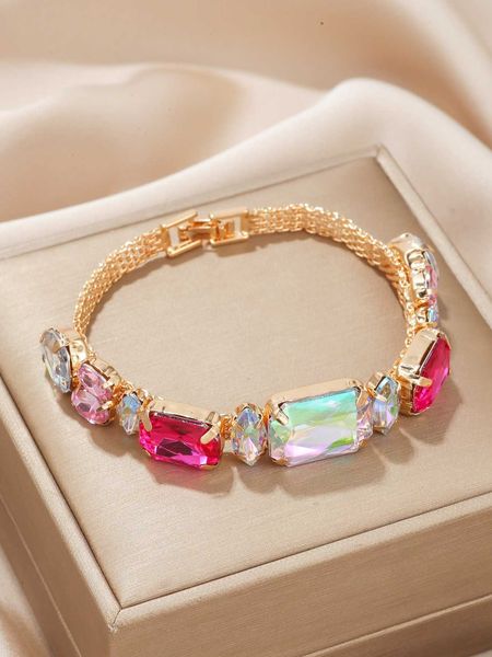 

women's fashion accessories rhinestone decor bracelet, Golden;silver